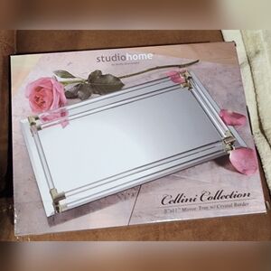 Studio Home Mirror Tray with Crystal Border Vintage Style New In Giftable Box